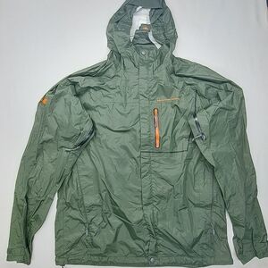 Mountain Designs Tully Waterproof Hooded Rain Jacket XL Army Green Hiking Gear